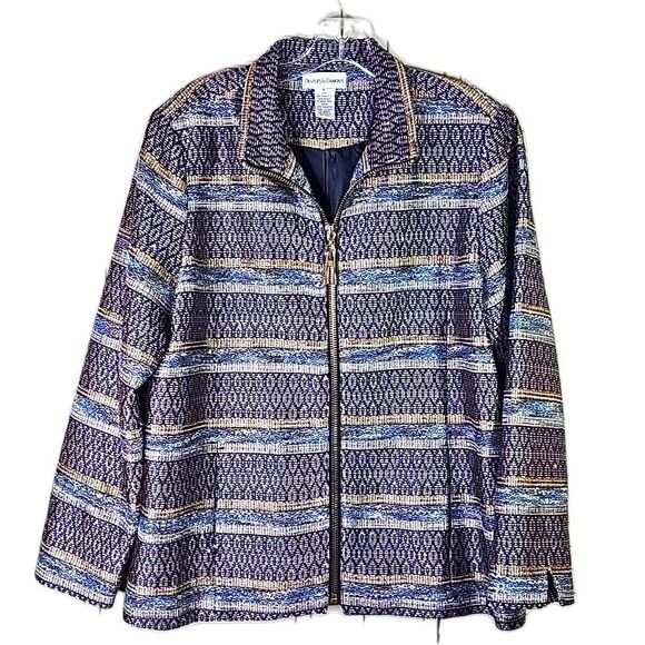 Jacket by Draper's &  Damons Metallic Silver in Blue Gold Goldtone HardwaSize XL - Picture 1 of 4